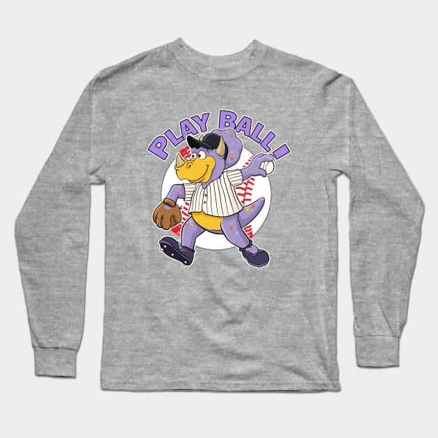Play Ball!  Rockies Baseball Mascot Dinger Long Sleeve T-Shirt by GAMAS Threads
